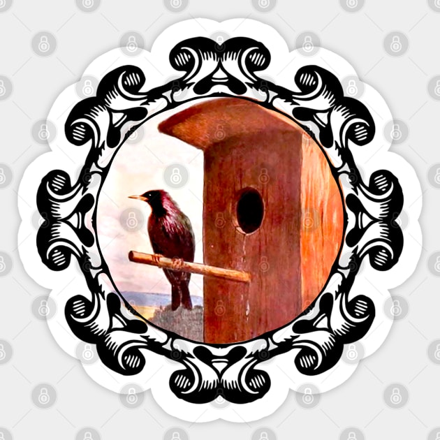 Alone birdhouse wood Sticker by Marccelus